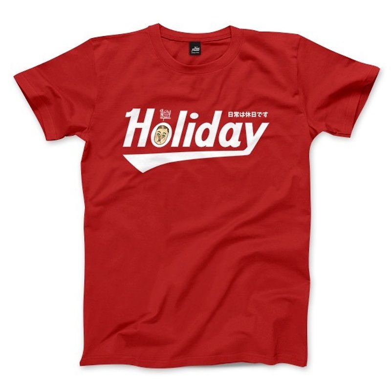 Holiday 保羅先生簽名款 - 紅 - 中性版T恤 - 男 T 恤 - 棉．麻 紅色