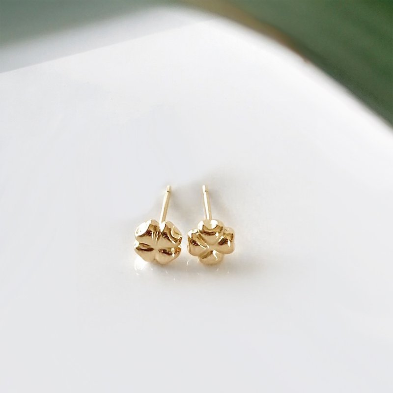 Clover- 18K Yellow Gold Lucky Clover Earring - Earrings & Clip-ons - 24K Gold Gold