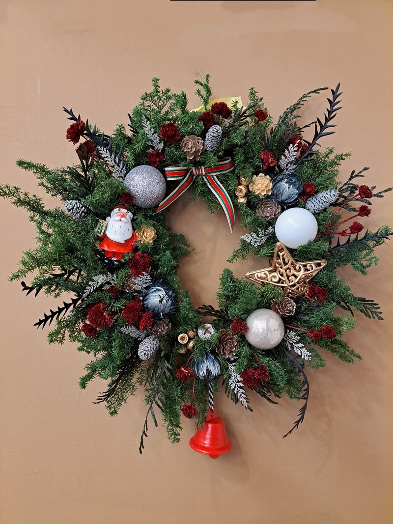 永生雪松聖誕老人花圈 - 乾燥花/永生花 - 植物．花 