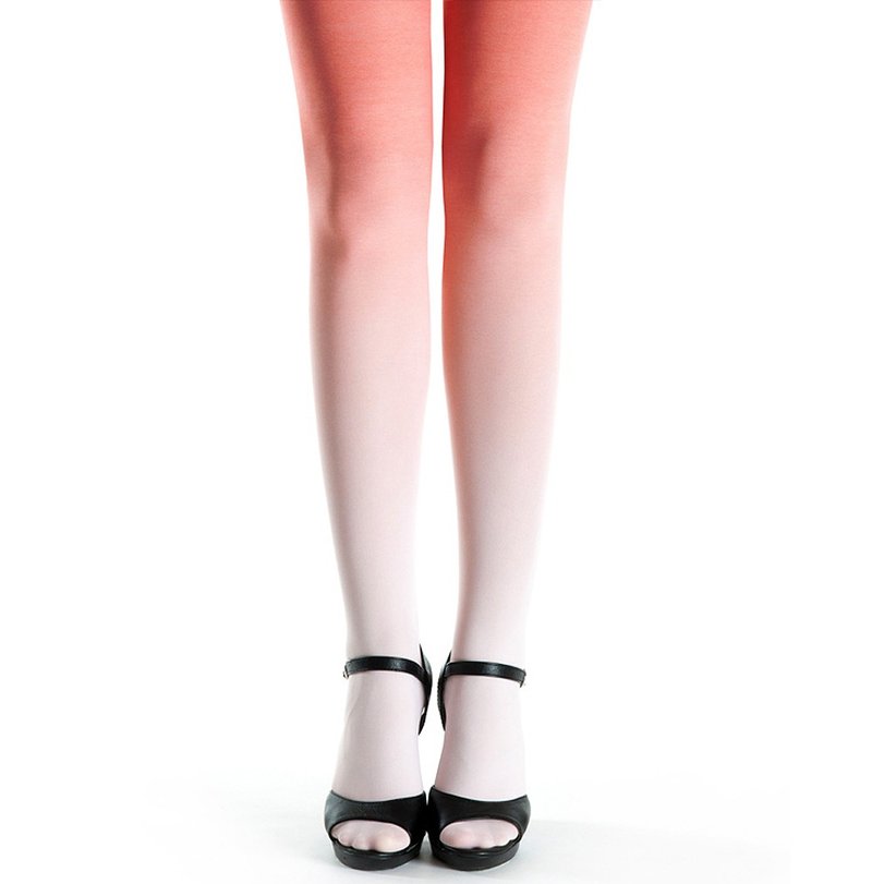 Salmon ombre gradient pantyhose, pastel kawaii outfit - 內搭褲/緊身褲 - 尼龍 粉紅色