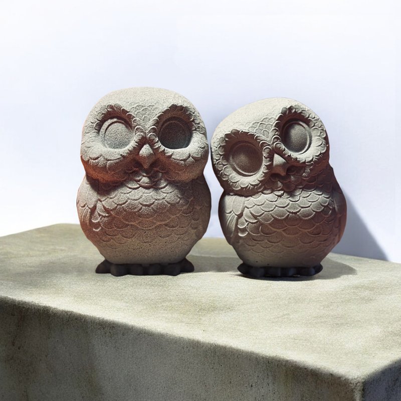 [Gift of happiness]-Choose me and you will be happy- Cement attracts lucky owl - ของวางตกแต่ง - ปูน สีกากี