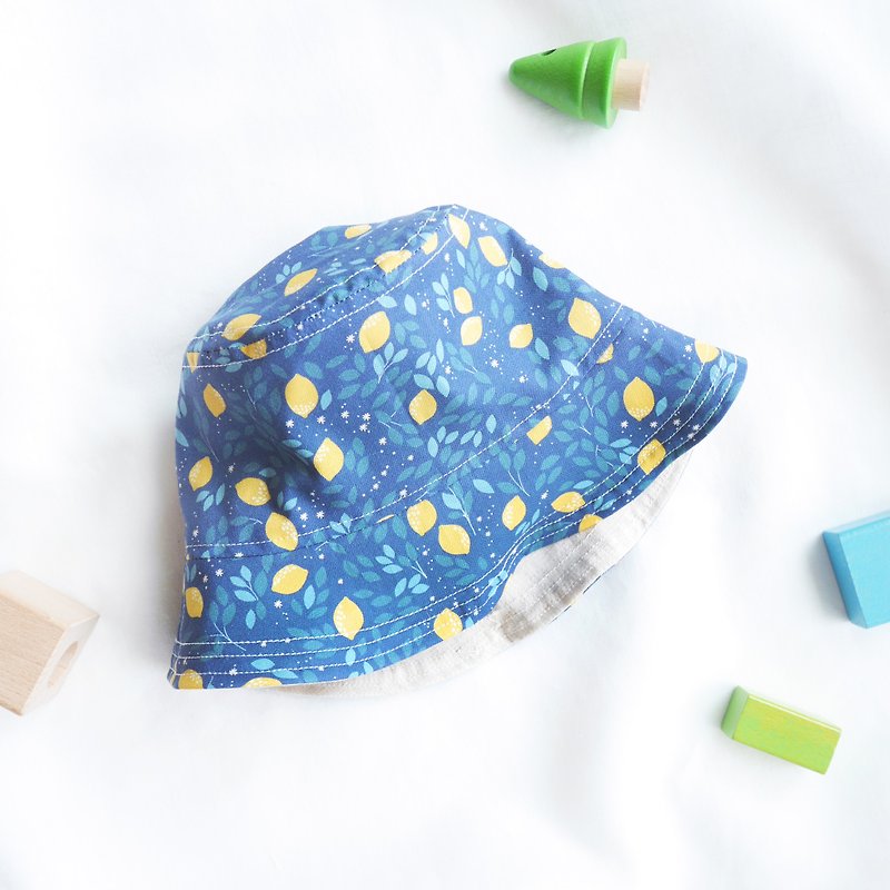 Lightweight cotton kids double fisherman hat | Blueberry lemon - Baby Gift Sets - Cotton & Hemp Blue