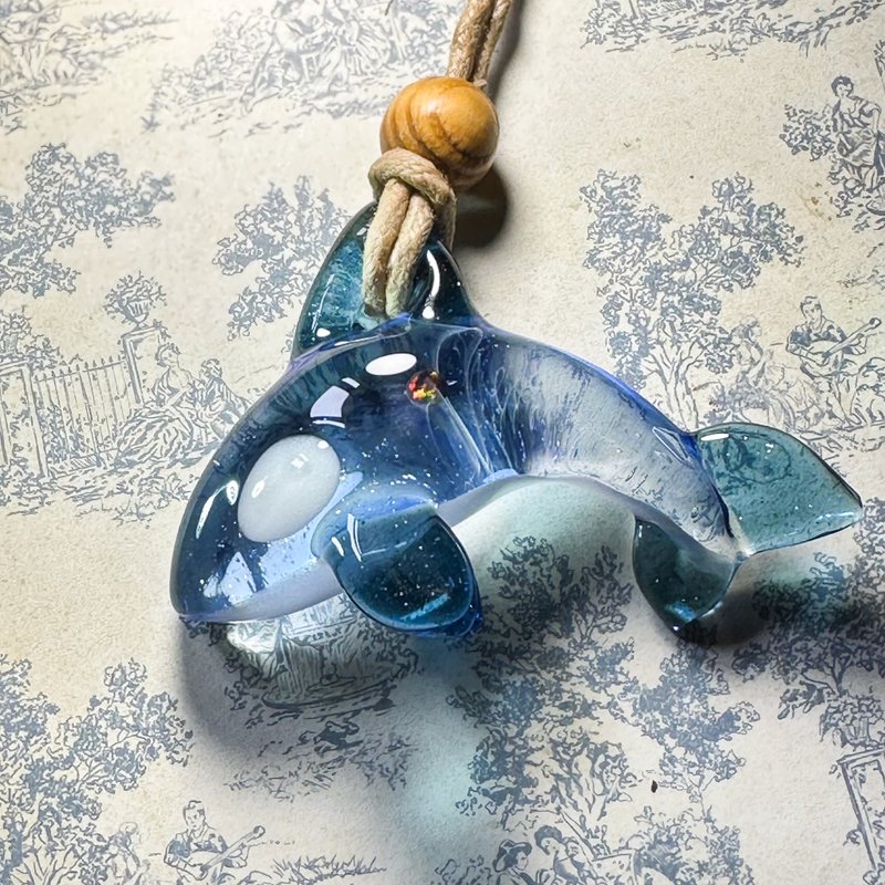 Glass killer whale space pendant 2208304 - Necklaces - Glass Blue