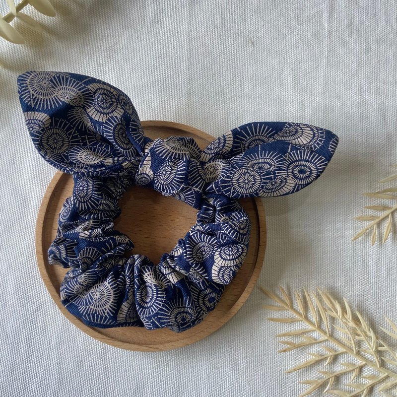 Scrunchie/Rabbit Ear Scrunchie/Hair Bundle/Japanese Style Ancient Style Umbrella - เครื่องประดับผม - ผ้าฝ้าย/ผ้าลินิน สีน้ำเงิน