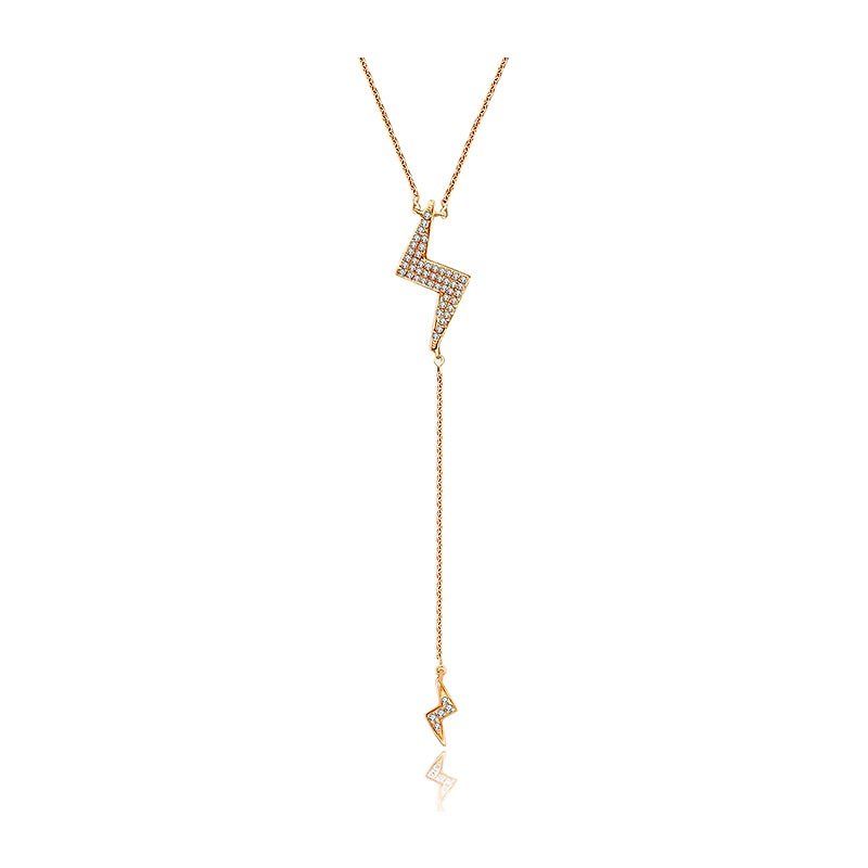 Lightning Bolt Dangling Diamond Necklace - Necklaces - Gemstone Gray