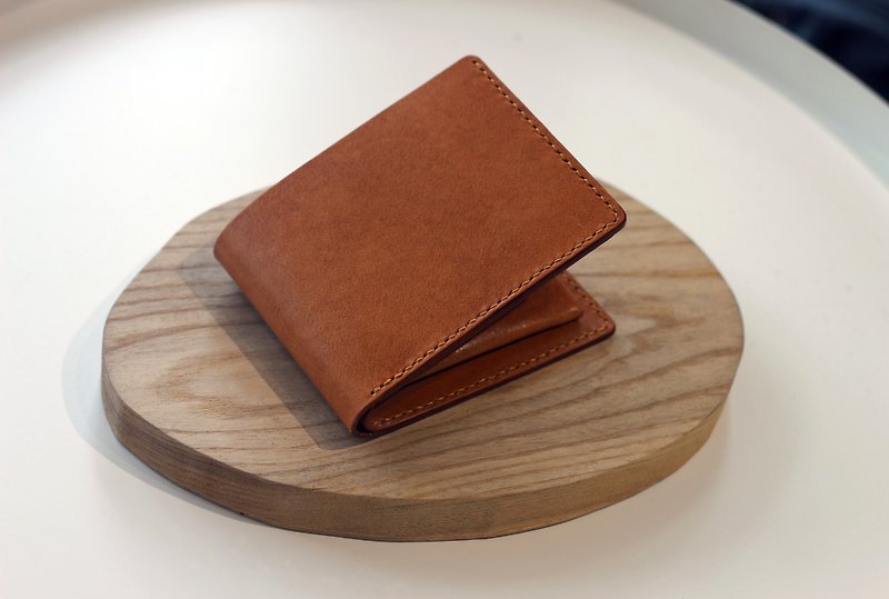 Italian Vegetable Tanned Leather Coin Pouch Small Clip | Shiny Caramel - Wallets - Genuine Leather 