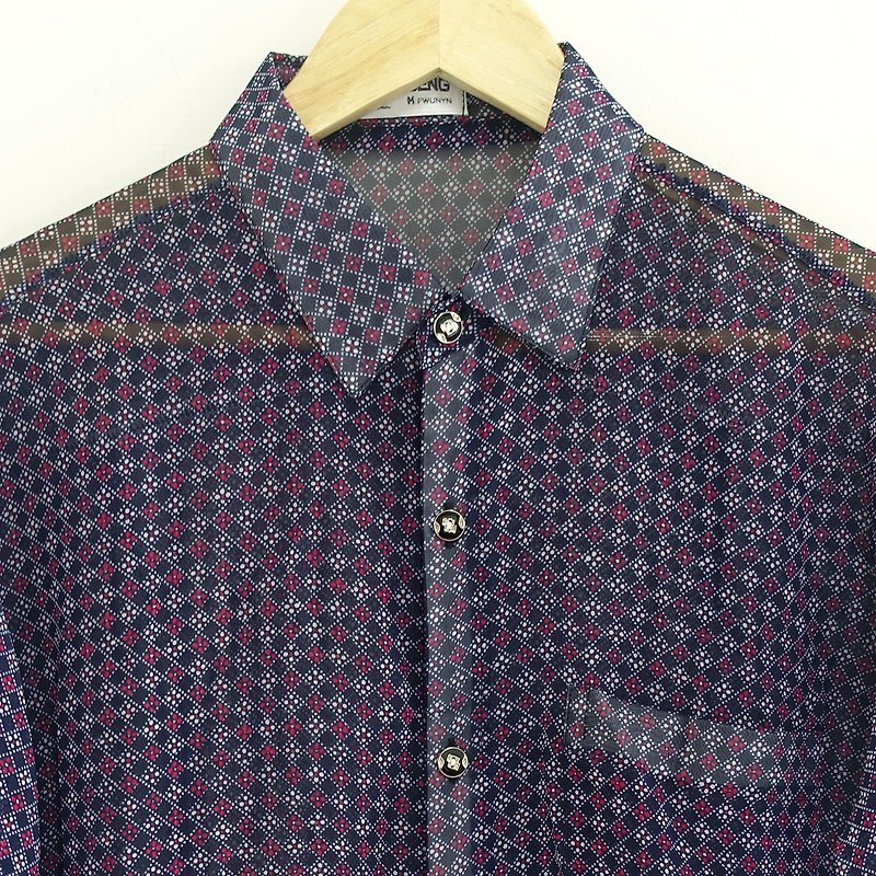 │Slowly│ Water chestnut - Vintage shirt │vintage. Vintage. - Men's Shirts - Polyester Multicolor