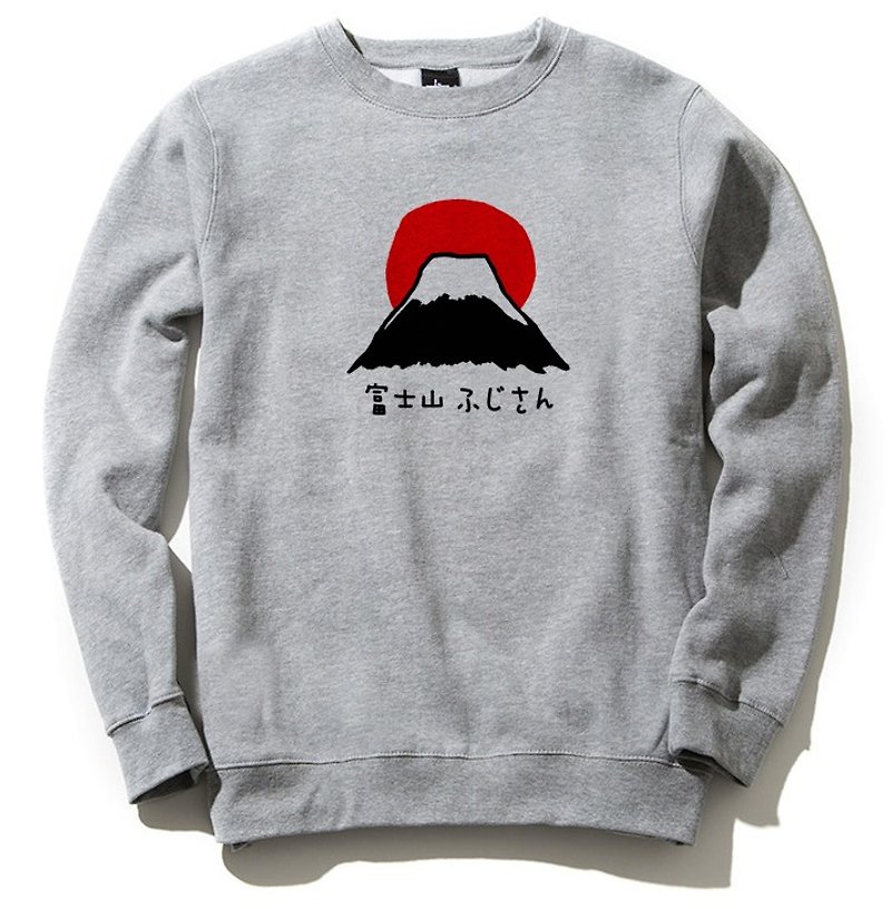 Mount Fuji#1 [Spot] University T Brush gray Japanese landscape Sakura Sun Snow Self-made brand Wenqing Hipster - เสื้อยืดผู้ชาย - ผ้าฝ้าย/ผ้าลินิน สีเทา