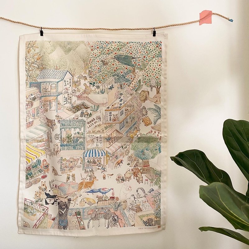 Follow the animals to hang cloth in the market - Posters - Cotton & Hemp 