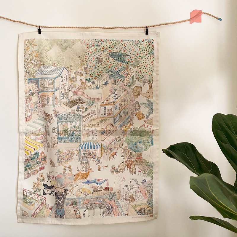 Follow the animals to hang cloth in the market - Posters - Cotton & Hemp 