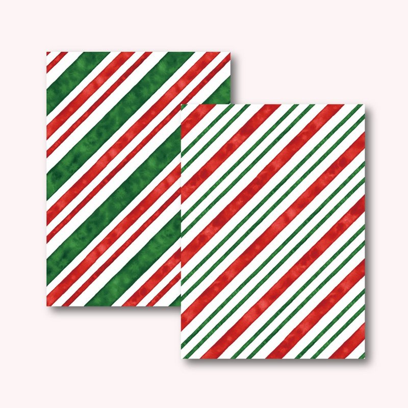 Christmas Candy Stripe Pattern Background Paper 10*14cm, 2 Types, 50 Sheets Set - Stickers - Paper 