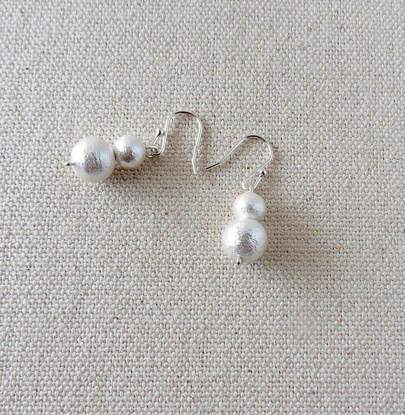 [Poppy love ‧ chain] Su】 sterling silver ******fashion "Christmas snow wizard" Japan cotton pearl earrings** - Earrings & Clip-ons - Other Metals 