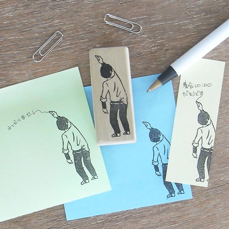 Handmade rubber stamp A school boy and blackboard - Stamps & Stamp Pads - Rubber Khaki