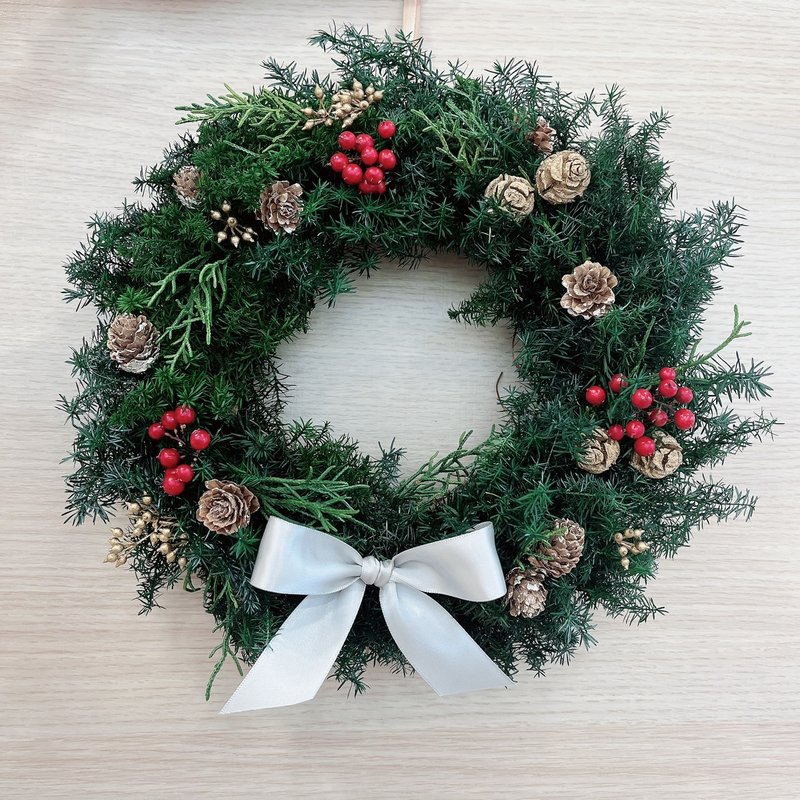 Christmas wreath hand-making course, immortal cedar Christmas wreath - จัดดอกไม้/ต้นไม้ - พืช/ดอกไม้ 