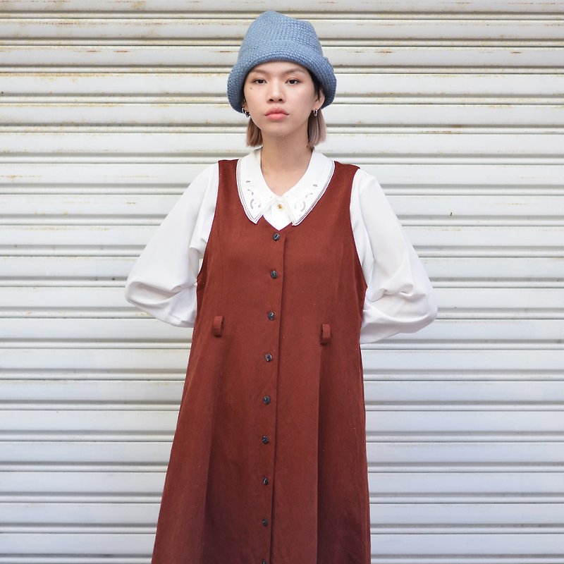 Orange brick | vintage vest dress - One Piece Dresses - Other Materials 