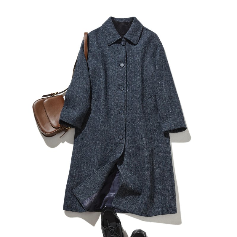 Elegant 100% wool coat, adult long coat, blue 230101-3 - Women's Blazers & Trench Coats - Wool 