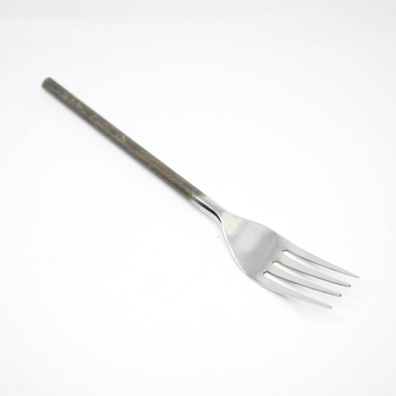 Stick Cutlery Set-Black Handle Large Fork-Fair Trade - ช้อนส้อม - สแตนเลส สีเงิน