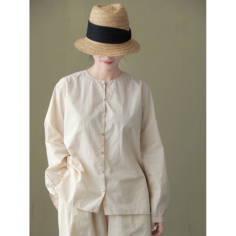 High-density long-staple cotton lightweight cotton round-neck reversible shirt - เสื้อเชิ้ตผู้หญิง - ผ้าฝ้าย/ผ้าลินิน 
