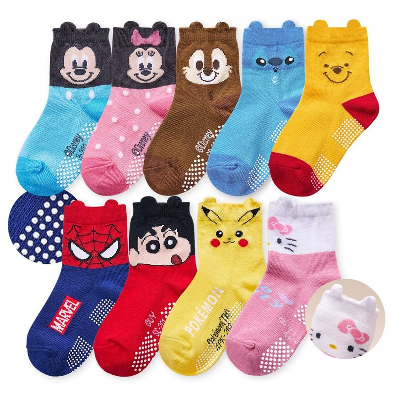 【ONEDER】Disney series Marvel Kitty Pikachu toddler style anti-slip socks made in Taiwan - ถุงเท้า - วัสดุอื่นๆ 