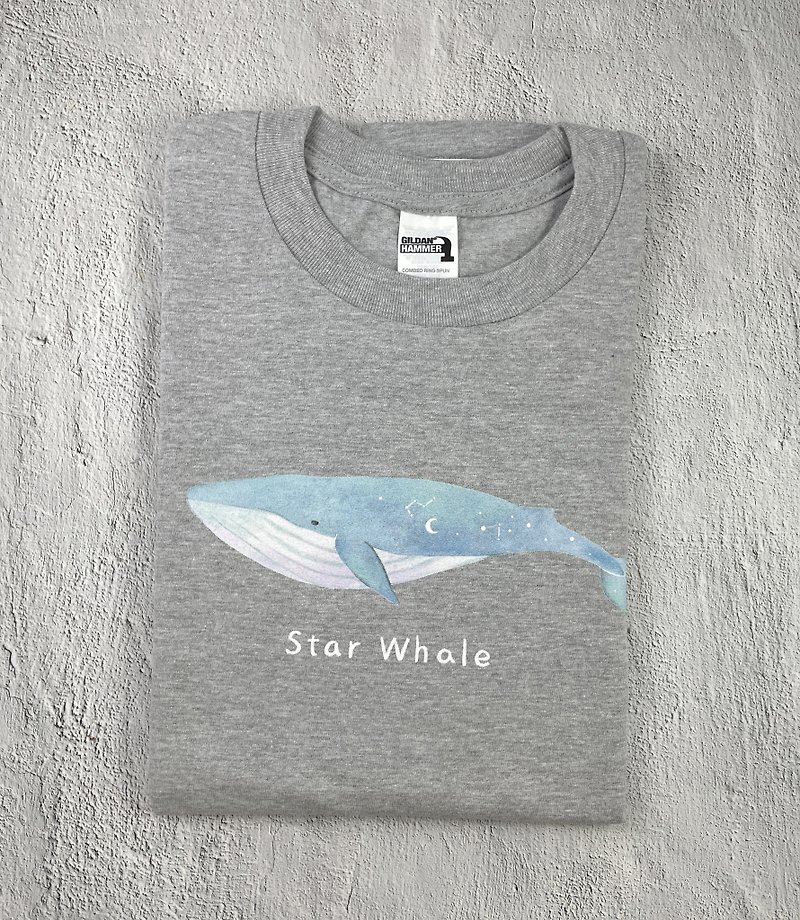 Star Whale-Illustration T-shirt - เสื้อยืดผู้ชาย - ผ้าฝ้าย/ผ้าลินิน 