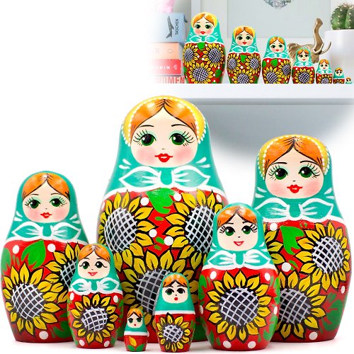 布列斯特纪念品厂 - 套娃 Russian Nesting Dolls Set 7 pcs - Matryoshka Nesting Dolls in Sunflower Sundress