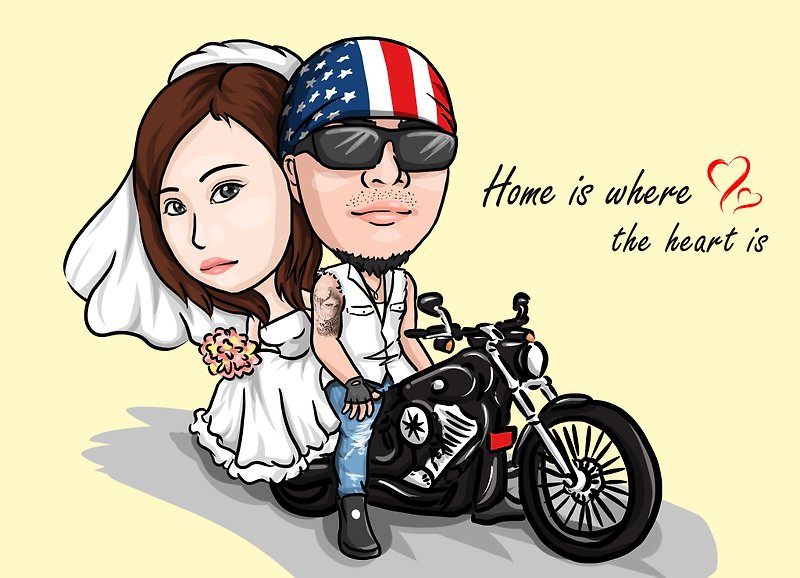 Q version character illustration∣person/couple/wedding/family portrait/friend∣electronic file - Customized Portraits - Other Materials 