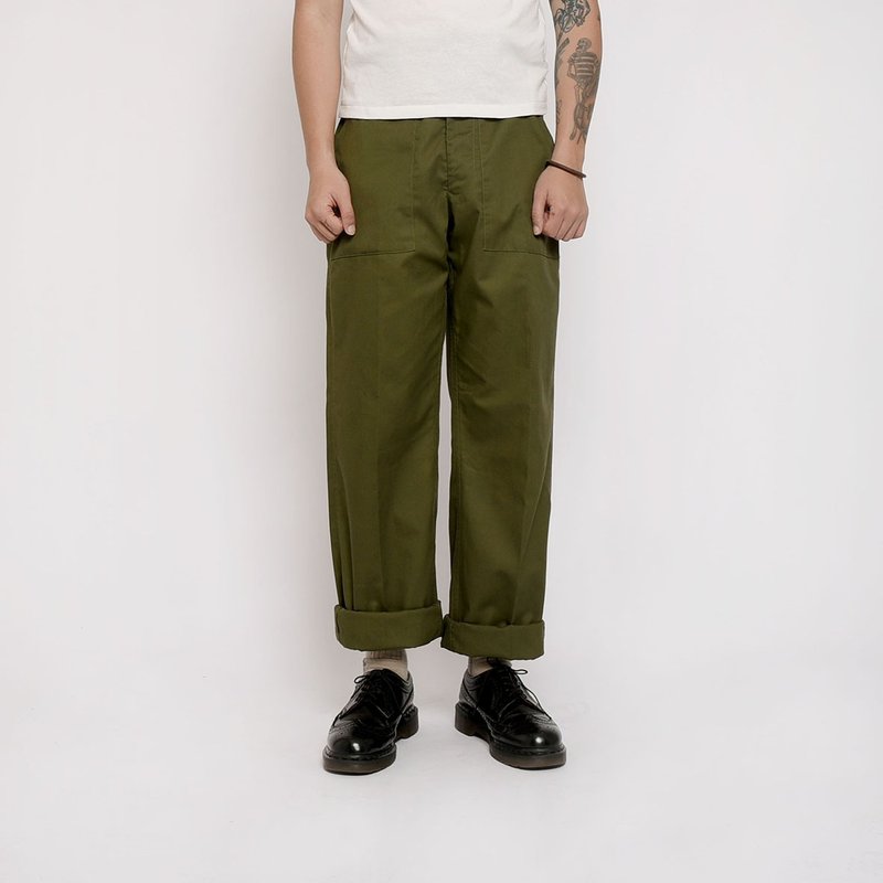 英軍公發野戰軍褲 / Vintage 古著 / 台北古著店 - 男裝工人褲/長褲/牛仔褲 - 棉．麻 綠色