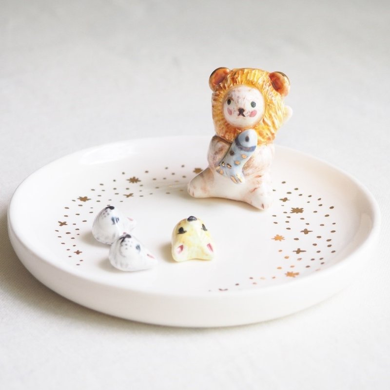 偽裝成獅子的貓小盤 - 擺飾/家飾品 - 瓷 橘色