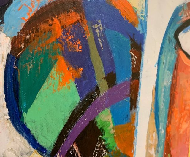 キャンバスに描かれた抽象画、大きな壁アート、キャンバスに描かれた