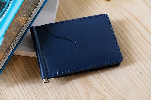 Wanderer Leather Work 義大利植鞣革鈔票卡片夾 皮夾 短夾 | 藏青色