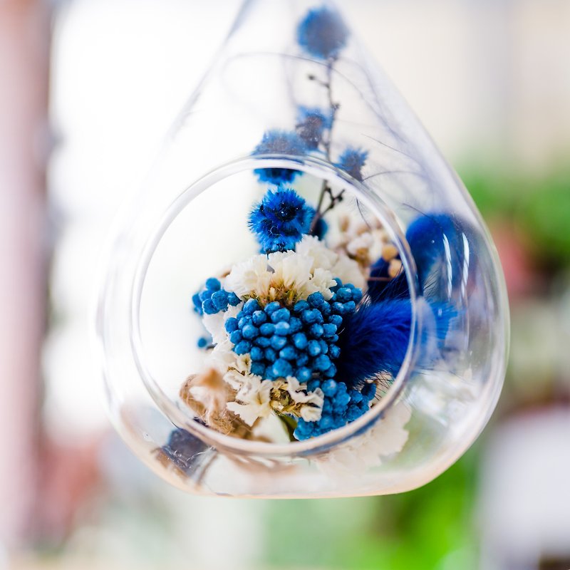 Large droplets dried flower (blue) - ตกแต่งต้นไม้ - แก้ว สีน้ำเงิน