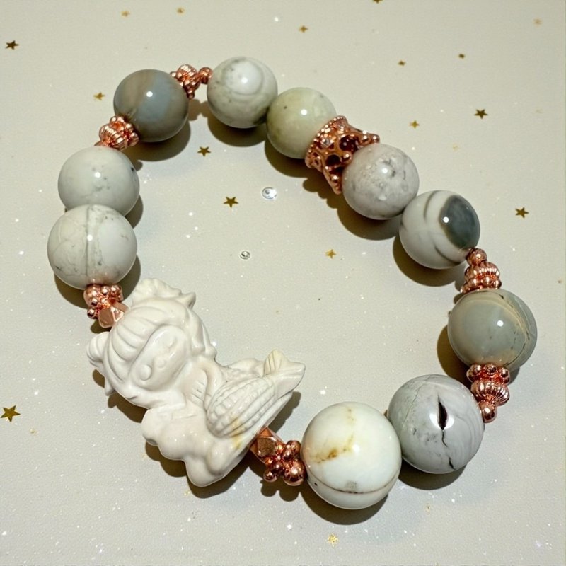 羊角星語手鍊 奶油阿拉善 魔羯女孩 水晶手鍊 聖誕禮物 交換禮物 - 手鍊/手鐲 - 玉石 白色
