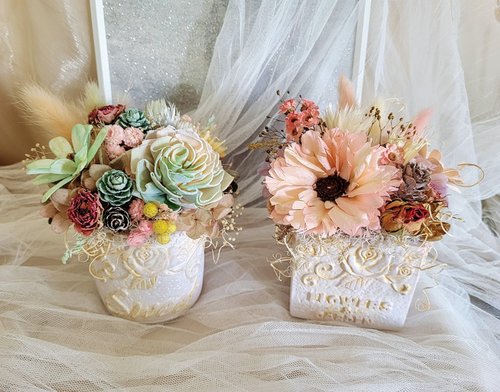 Sini Handmade Studio 法式浪漫擴香盆花/開幕盆花/桌花/索拉花/乾燥花/不凋花 婚禮佈置