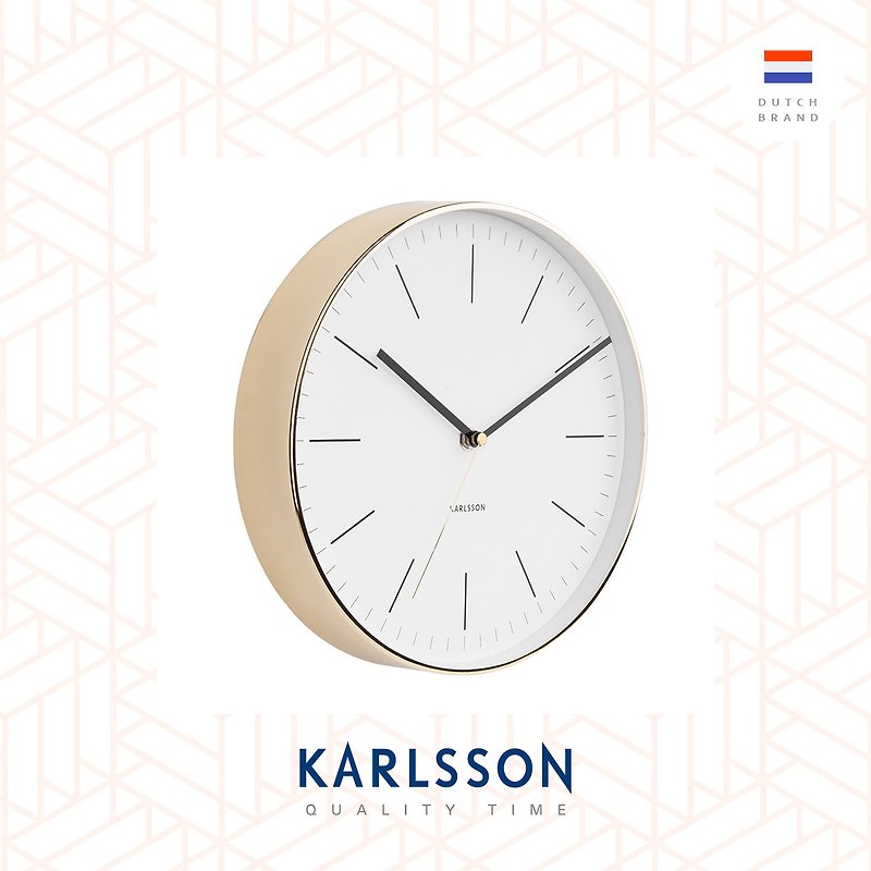 Karlsson wall clock Minimal white w.shiny gold case - Clocks - Other Metals White