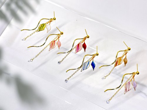 光點手感溫飾 Lit Handmade Accessorie 耳針x耳夾水晶花 夜光叢林(簡約版-6色) 光點飾品