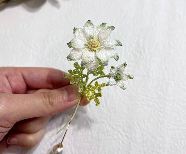 フランネルフラワーエーデルワイス花瓶フラワーブローチブローチ