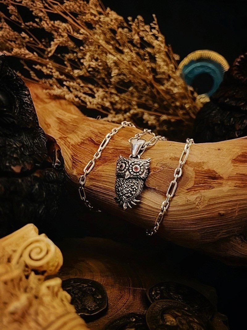 【圖騰系列】貓頭鷹 Silver 925 純銀 墜飾 (不含鍊) - 項鍊 - 純銀 銀色