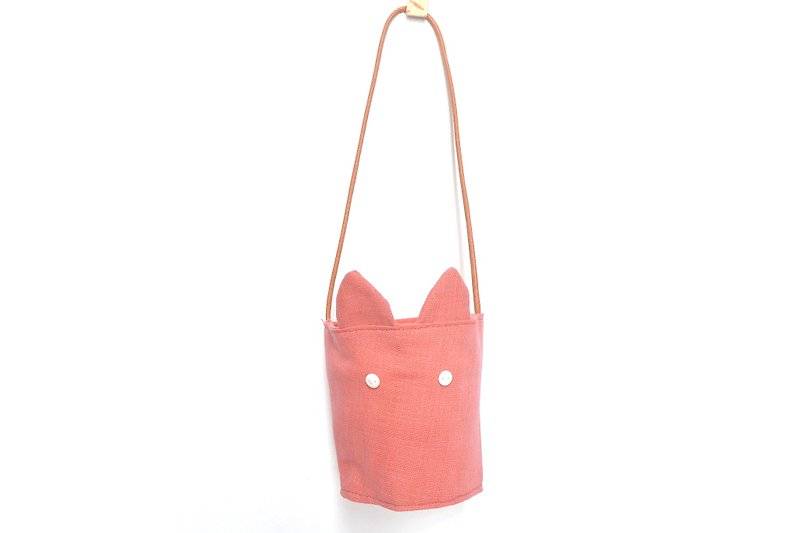 Rabbit Ears Green Cup Holder-Pink - ถุงใส่กระติกนำ้ - ผ้าฝ้าย/ผ้าลินิน สึชมพู