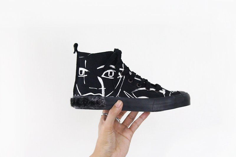 Sneakers Joker M1155A Black Graffiti - รองเท้าลำลองผู้ชาย - ผ้าฝ้าย/ผ้าลินิน สีดำ