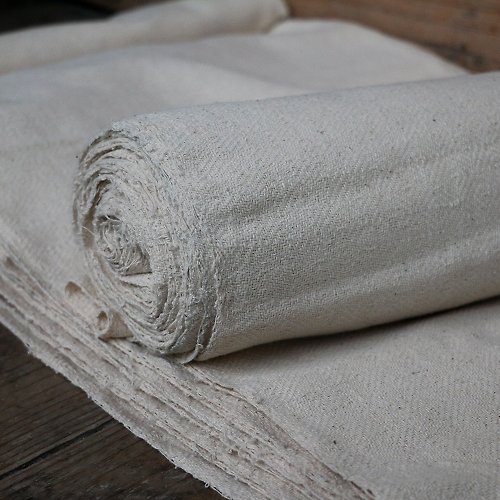 倚山人 手造手工布雙線花椒紋土布本色粗布純棉老布軟圍巾厚底布寬幅45cm