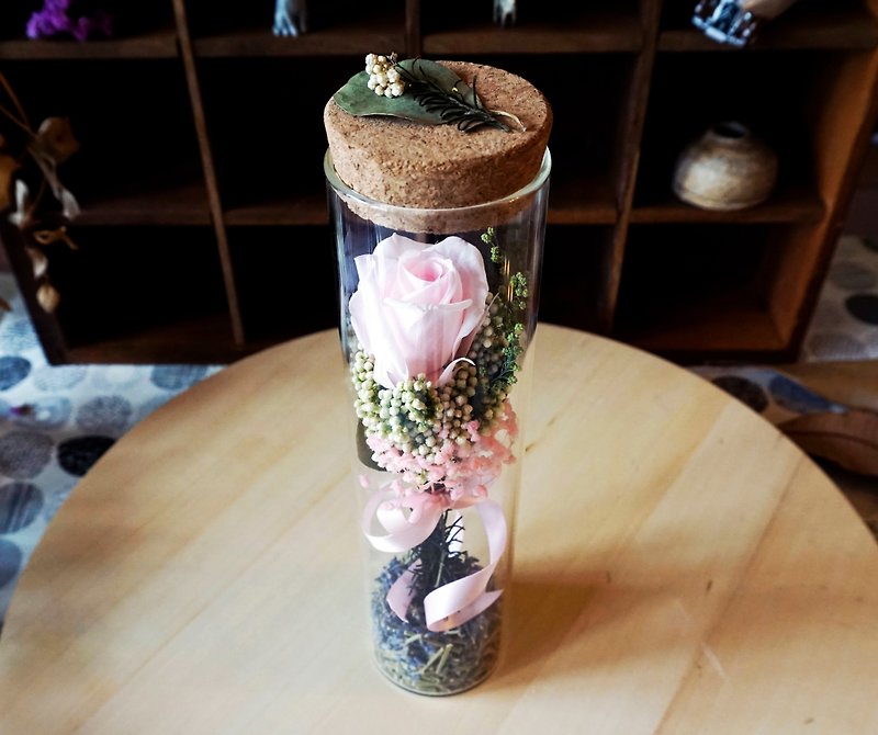 Everlasting vase in the jar / eternal flower / secret bottle in the jar - ช่อดอกไม้แห้ง - พืช/ดอกไม้ สึชมพู