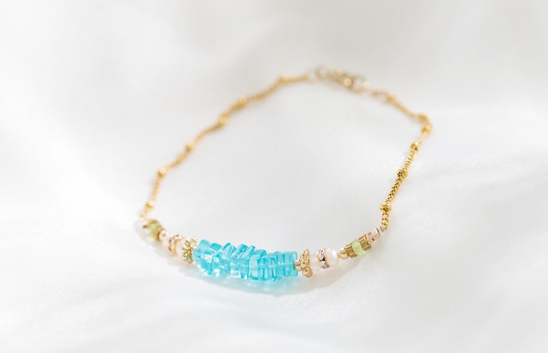 Summer candy color - apatite 14K gold package bracelet - สร้อยข้อมือ - เครื่องเพชรพลอย สีน้ำเงิน