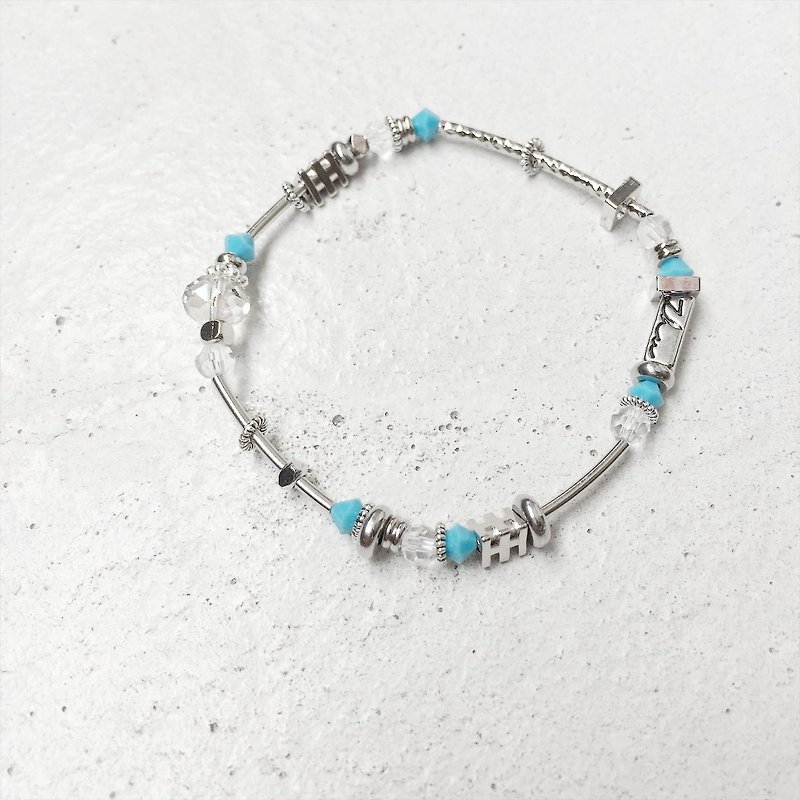 Zhu zone shine series - Turkey blue (Mother's Day gift / sister money / gifts / send her / multi-color bracelet / Austrian crystal elements) - สร้อยข้อมือ - โลหะ 