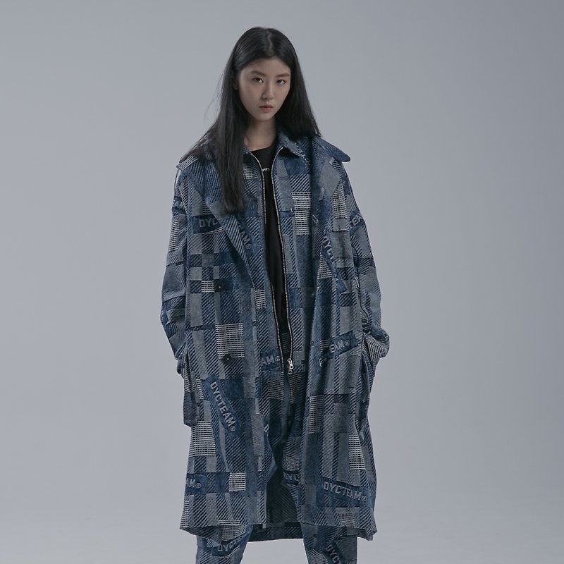 DYCTEAM - SISYPHUS / Patch pocket Stitching Trench coat - 女西裝外套 - 棉．麻 藍色