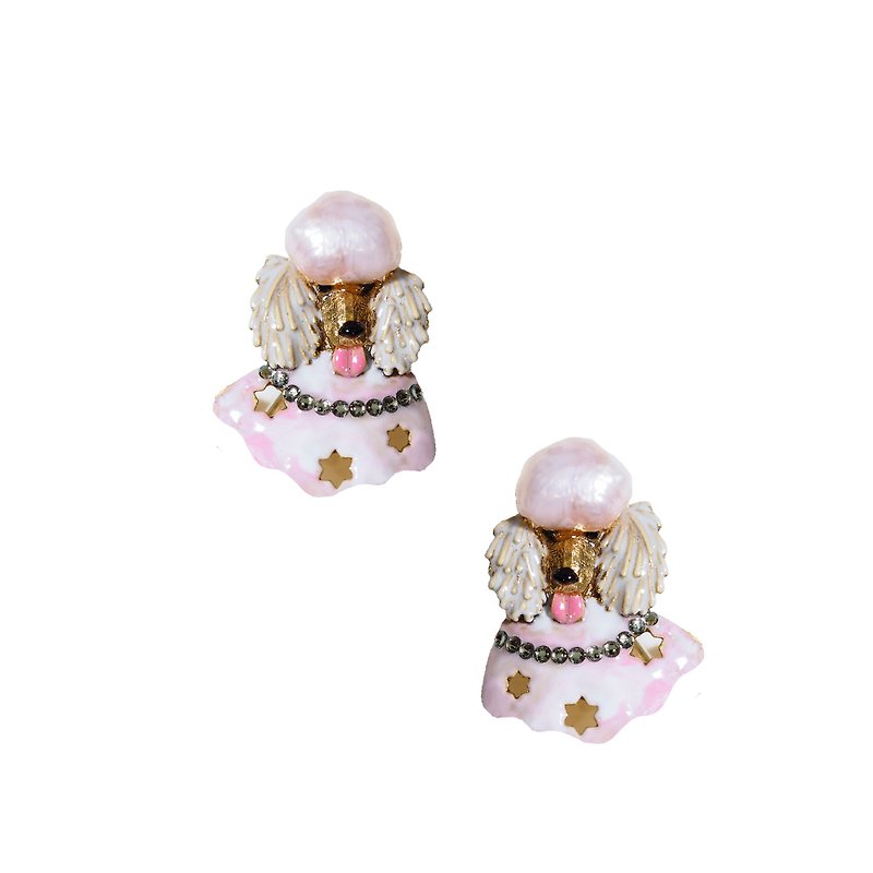 Lovely multi-color inlaid wrong lining baroque pearl romantic bobo big VIP enamel earrings handmade jewelry - Earrings & Clip-ons - Enamel Pink