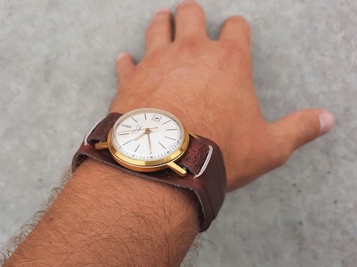 RetroRussia Wind up Soviet Poljot watch Au 20 gold-plated – old mechanical mens wrist watch