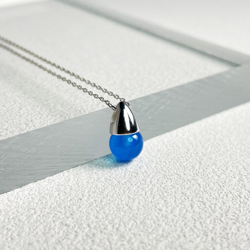 Genie925 | sterling silver necklace with Blue Agate - Necklaces - Crystal Blue