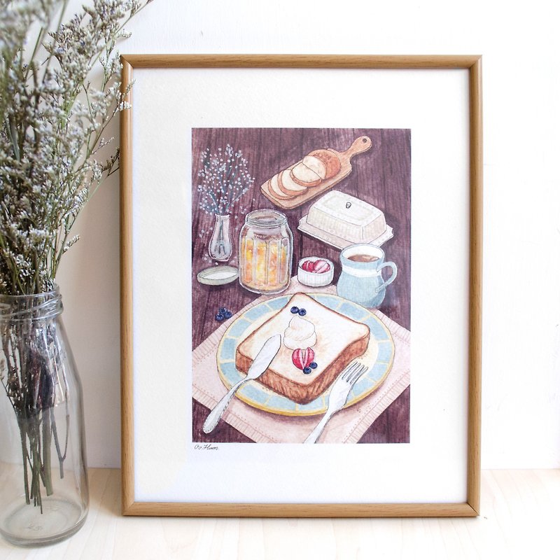 早餐 Breadfast－食物印制插畫 (print) - 海報/掛畫/掛布 - 紙 