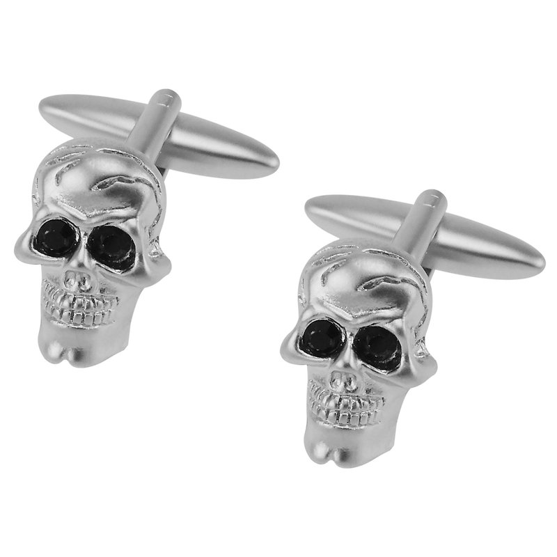 Jet Crystal Skull Cufflinks - Cuff Links - Other Metals Black
