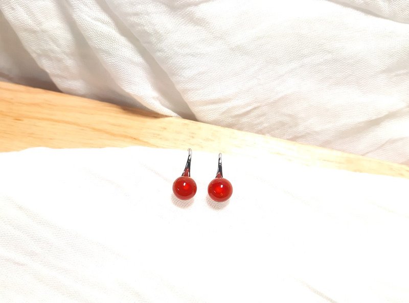 Grapefruit Forest Glass - High Heels - Cherry Red - Glass Earrings / 925 Sterling Silver - ต่างหู - กระจกลาย สีแดง